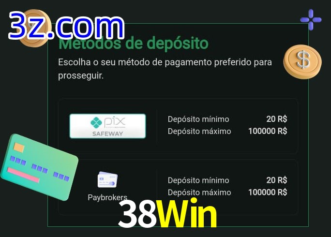 O cassino 38Win oferece uma grande variedade de métodos de pagamento